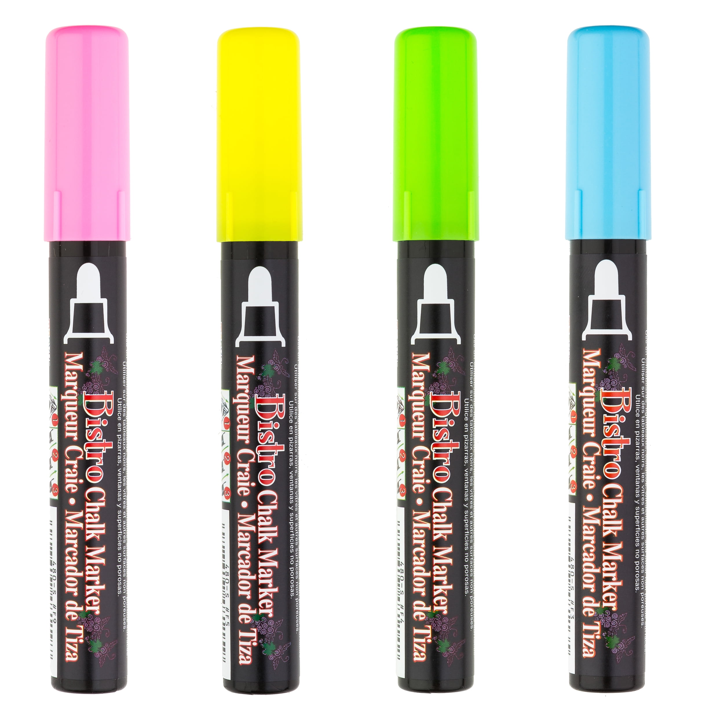 Marvy Uchida Bistro Chalk Marker, Broad Tip, Neon Colors, 4 Pc Set,  551740232 