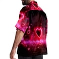 thumbnail image 3 of Valentine's Day Love ECG Men's Short Sleeve Casual Printed Button Down Beach Shirt Summer Unisex Top, 3 of 6