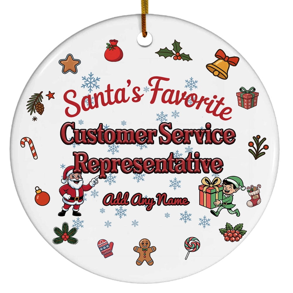 Santa's Favorite Customer Service Representative Ceramic Ornament, Custom Christmas Ornament, Christmas 2025 Tree Decoration, Gift for Family, Friends & Coworkers