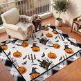 thumbnail image 3 of Large Area Rugs 8'x10', Orange Pumpkins Halloween Carpet Runner Indoor Outdoor Rugs Home Decor Aesthetic, Black Castle Black Plaid Non Slip Mats Washable Accent Rug for Living Room Bedroom, 3 of 8