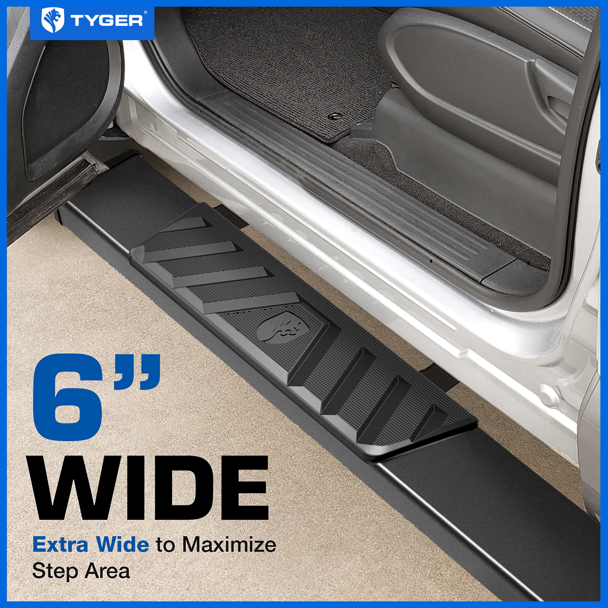 Tyger Auto 6" Riser Running Boards Compatible with 2019-2026 Chevy Silverado GMC Sierra 1500; 2020-2026 2500 3500HD (Not Fit 19 LD) | Double Cab | TG-RS6C60238 | Side Step Rails Nerf Bars
