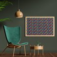 thumbnail image 2 of Elephants Wall Art with Frame, Hippie Style Cartoon of Flower and Geometric Spirals Cheerful Animal, Printed Fabric Poster for Bathroom Living Room, 35" x 23", Indigo and Multicolor, by Ambesonne, 2 of 2