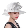 thumbnail image 2 of vlrwzc Wide Brim Satin Church Hat Afternoon Tea Derby Headwear, 2 of 7