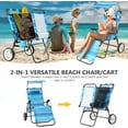 thumbnail image 6 of ABORON Folding Beach Chair for Adults, 2 in 1 Beach Chair with Canopy Shade, Foldable Tanning Chair Beach Lounge Chair Integrated Wagon Cart Combo Large Wheels for Outdoor, Beach, Pool, Sunbathing, 6 of 10