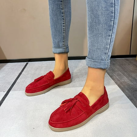 

Cathalem Fashion Four Seasons Women Casual Shoes Flat Bottom Round Toe Soft Women s Air 1 Low Casual Shoes Sizes 5 - 12 Red 7.5