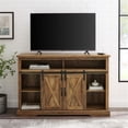 thumbnail image 2 of Bowery Hill Wood Sliding Highboy TV Stand for TVs up to 58" in Dark Rustic Oak, 2 of 9