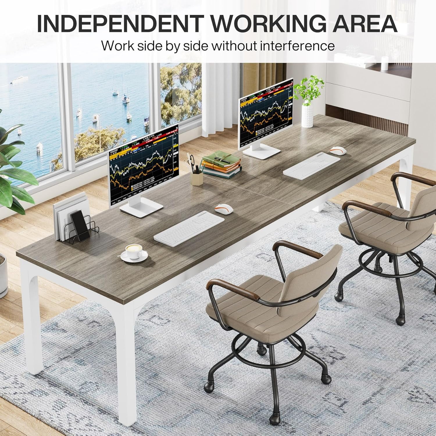 Tribesigns 78.7 Inches Extra Long Computer Desk 2 Person Desk, Double Long Desk for Home Office