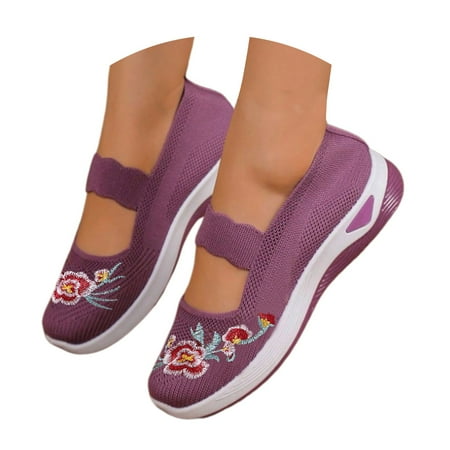 Oyedens Orthopedic Shoes for Women Ethnic Vintage Slip on Walking Loafers Casual Work Sneakers Womens