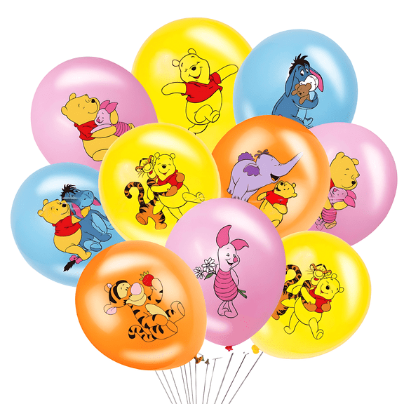 32Pcs Winnie Pooh Balloon 12 inch Cute Cartoon Bear and Friends Latex Balloons Theme Party Decoration Supplies for Birthday Event Arch Decor