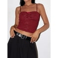 thumbnail image 2 of Michellecmm  Women's Slim Sweetheart Neck Front Ruched Bow Crop Lace Camisole, 2 of 7