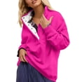 thumbnail image 3 of VISALY Pullover Sweatshirt for Womens Oversized Sweatshirt Casual Button Up Mock Neck Pullover Tops Long Sleeve Shirts Fashion Outfits Clothes Lightweight Sweatshirt Hot Pink S, 3 of 8