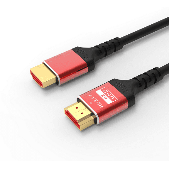 HDMI Cables 2.1 6.6ft, 48Gbps 8K Ultra High Speed HDMI Arc  Cord, 4K @ 120Hz 144Hz, 8K @ 60Hz, HDCP 2.2 & 2.3, HDR 10, Compatible with Laptop Monitor UHD TV PS5 PS4 Dolby -Red