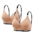 thumbnail image 2 of Kilaqueen 2 Pack Push Up Bras for Women Fashion Letter Printed Wireless Bras Moisture Wicking Ribbed Bralette Comfy Breathable Everyday Bras, 2 of 6