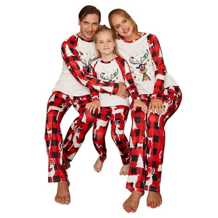 

SHENGXINY Family Matching Christmas Pajamas Set Holiday Santa Claus Sleepwear Xmas PJS Set for Couples and Kids