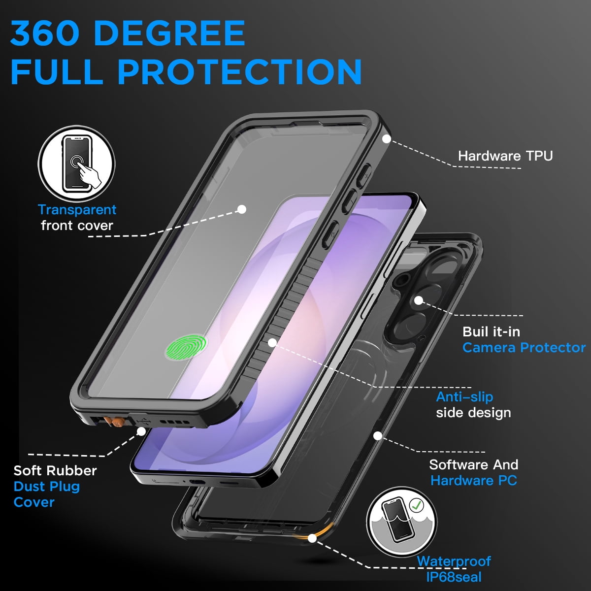 AICase Waterproof Case For Samsung Galaxy S26+ Plus Military Shockproof Heavy Duty Cover