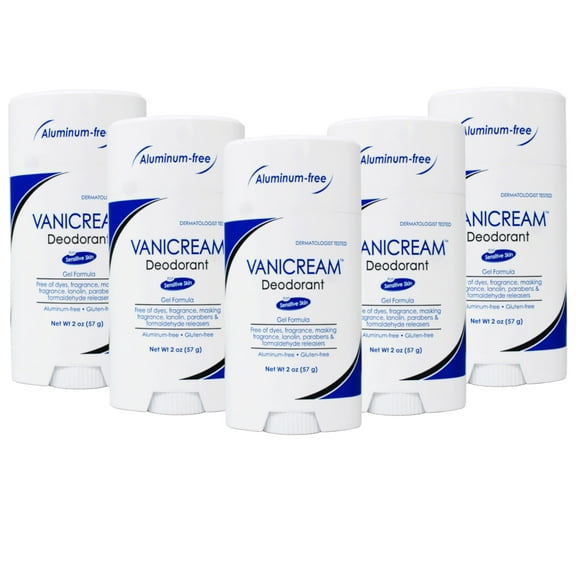 Vanicream, Deodorant For Sensitive Skin, Aluminum-Free, Fragrance Free, 2 oz Pack of 5