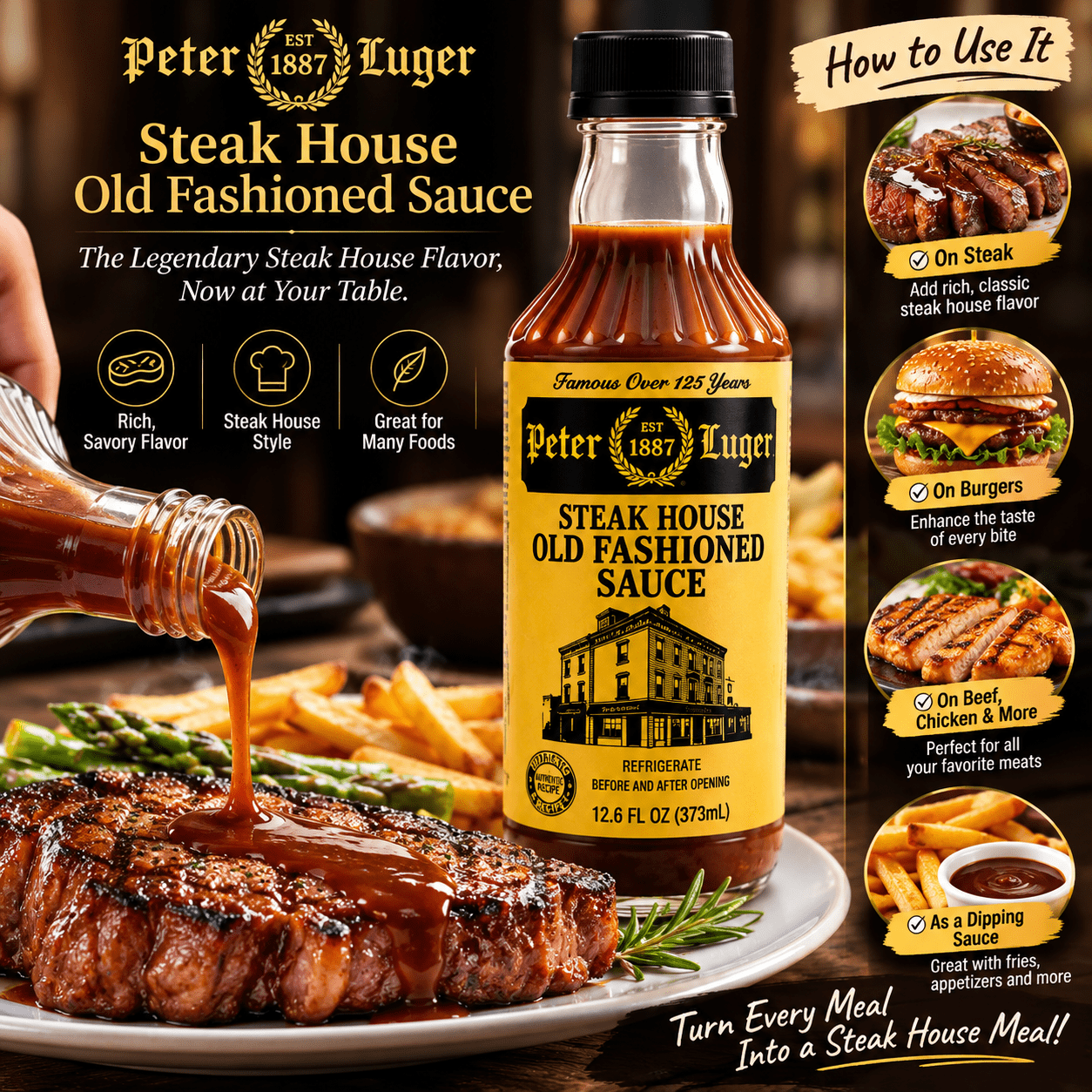 Peter Luger Steak Sauce by Gourmet-Food, 12.6 fl oz