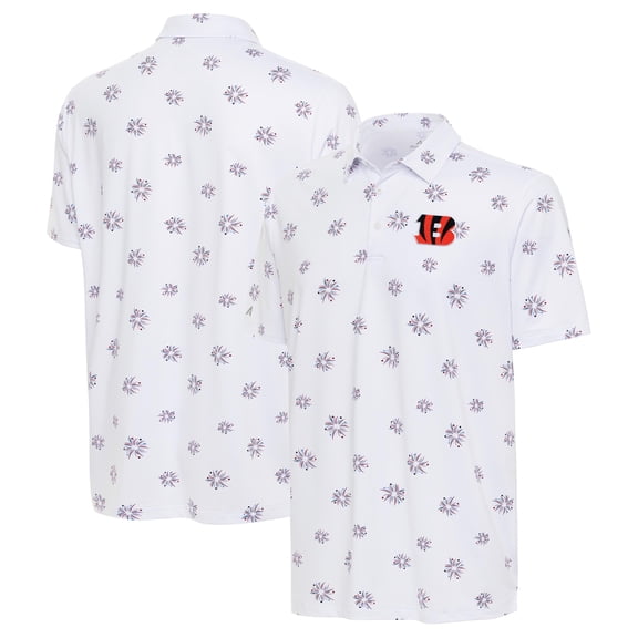 Men's Antigua White Cincinnati Bengals Fireworks Polo