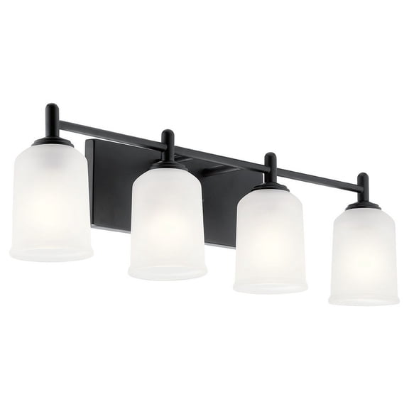 45575BK Kichler Lighting Shailene - 4 Light Bath Vanity Approved for Damp Locations - with Transitional inspirations - 8.25 inches tall by 29.5 inches