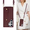 thumbnail image 7 of For Samsung Galaxy S22 Ultra 5G  Premium PU Leather Wristband Holder With Multiple-Card Slots, Flip Wallet Phone Case With Detachable Crossbody,wine red,For Galaxy S22 Ultra 5G, 7 of 7