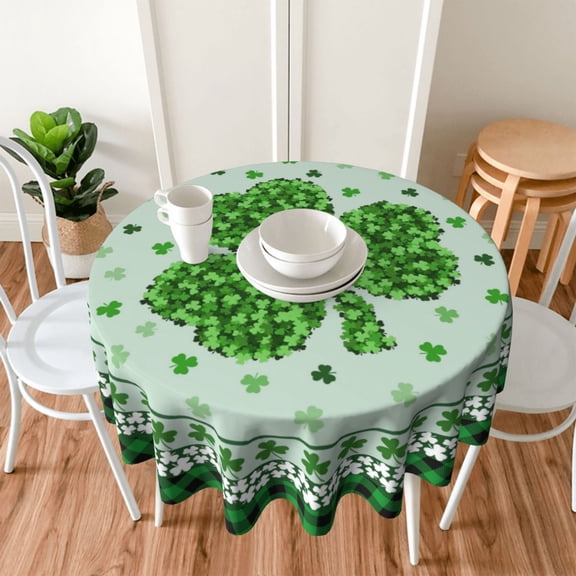 sruoe Tablecloth, 60in St Patricks Day Tablecloth, Machine Washable Foldable Green Rectangle Tablecloths, Table Cloth for Dining, Home, Party Decor, Polyester