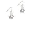 thumbnail image 2 of Delight Jewelry Silvertone Crown with Crystals and Textured Bottom Silvertone Leaf French Earrings, 2 of 5