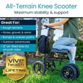 thumbnail image 3 of Vive Mobility All-Terrain Knee Scooter Walker for Adults – Steerable Crutch Alternative with Wheels for Foot, Ankle & Leg Injuries, Surgery Recovery, Basket Included, Black, 3 of 10