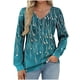 thumbnail image 2 of Heisall Women's Tops Spring Autumn 2025 New Arrival Long Sleeve V-Neck Loose Casual T-shirts with All-over Print Fashion, 2 of 5