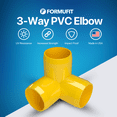 thumbnail image 2 of FORMUFIT 1” 3-Way Elbow Furniture Grade PVC Pipe Fittings, (1-5/16" Actual Socket ID), Yellow, 4-Pack, 2 of 7