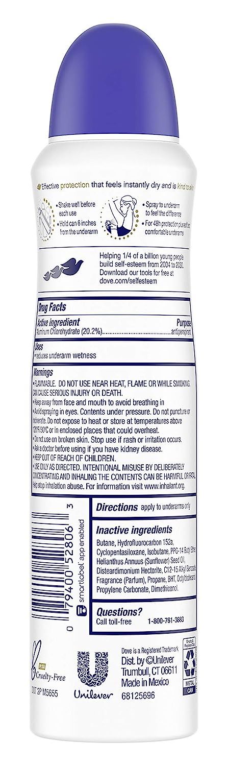 Dove Deodorant 3.8oz Dry Spray Original Clean (Pack of 2)