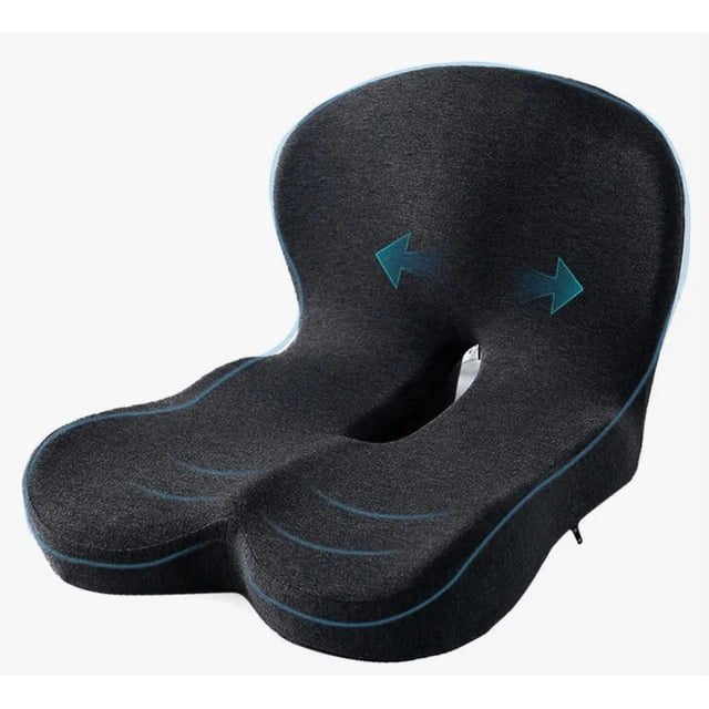 Juego De Almohadas De Soporte Lumbar De Cojín De Asiento Modelo Negro