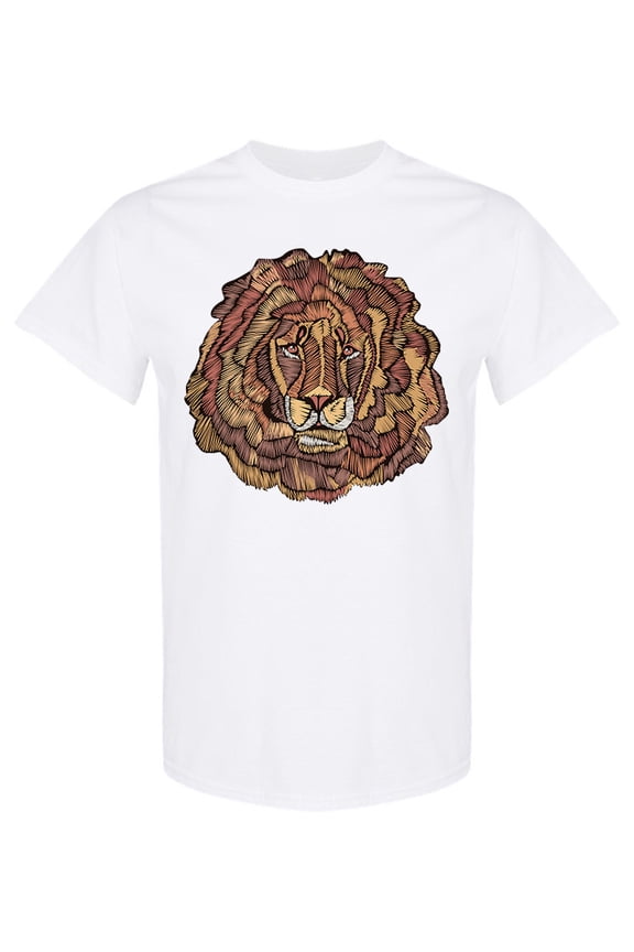 Lion Face Graphic T-Shirt Men -Image by Shutterstock, Male Medium