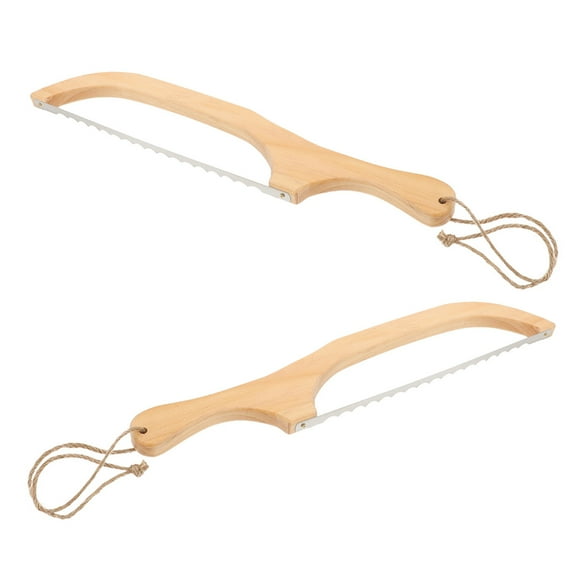 Stainless Steel Bread Cutter with Wooden Handle for Home Use Easy to Clean and Reusable 2pcs