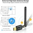 thumbnail image 3 of USB WiFi Bluetooth Adapter, 600Mbps Dual Band 2.4/5Ghz 2 in 1 WiFi Bluetooth 4.2 Adapter Wireless Network External Receiver, 3 of 5