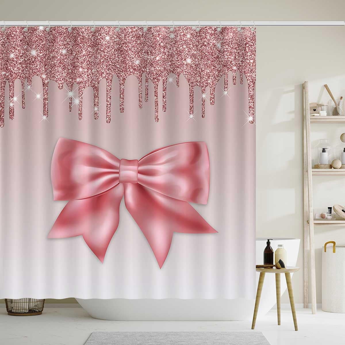 4PCS Cartoon Black Unicorn Shower Curtain Set, Inspirational Rainbow African American Black Girl Kids Bathroom Decor, Waterproof Fabric Pink Shower Curtain, Non-slip Bath Mat, Unicorn Gifts
