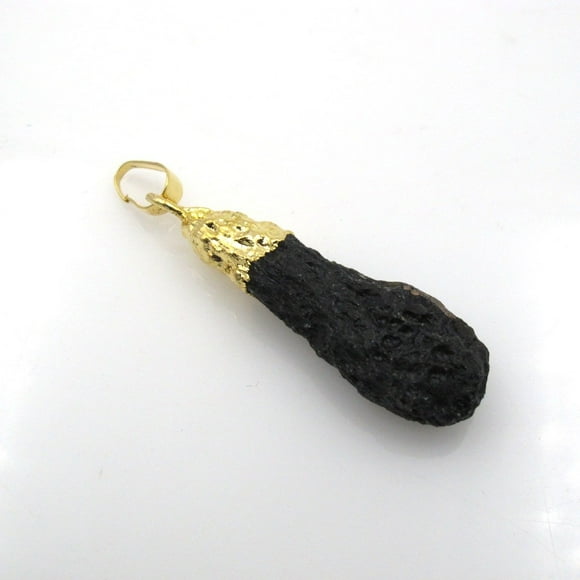 BRCbeads Magnifique Pendentif en Forme de Crocheté Irrégulière en Lave Noire avec Bord Doré 20-50mm 1pcs par Sac pour Fabrication de Colliers