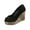 Black, variant on Summer Sandals for Women Suede Peep Toe Wedge Pumps with Woven Platform Heel