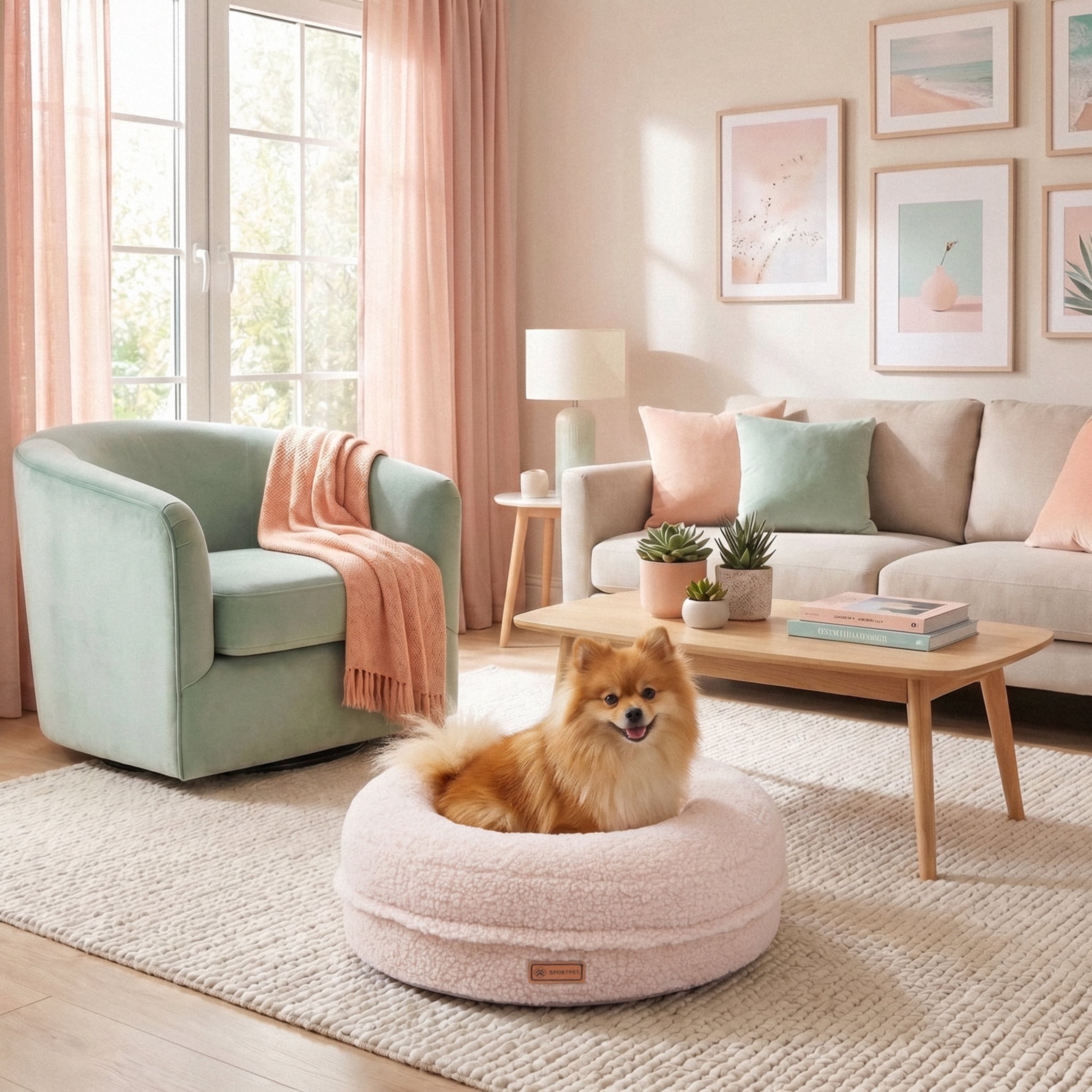 SportPet Sherpa Round Donut Bolster Cuddler Pet Bed, Pink, One Size