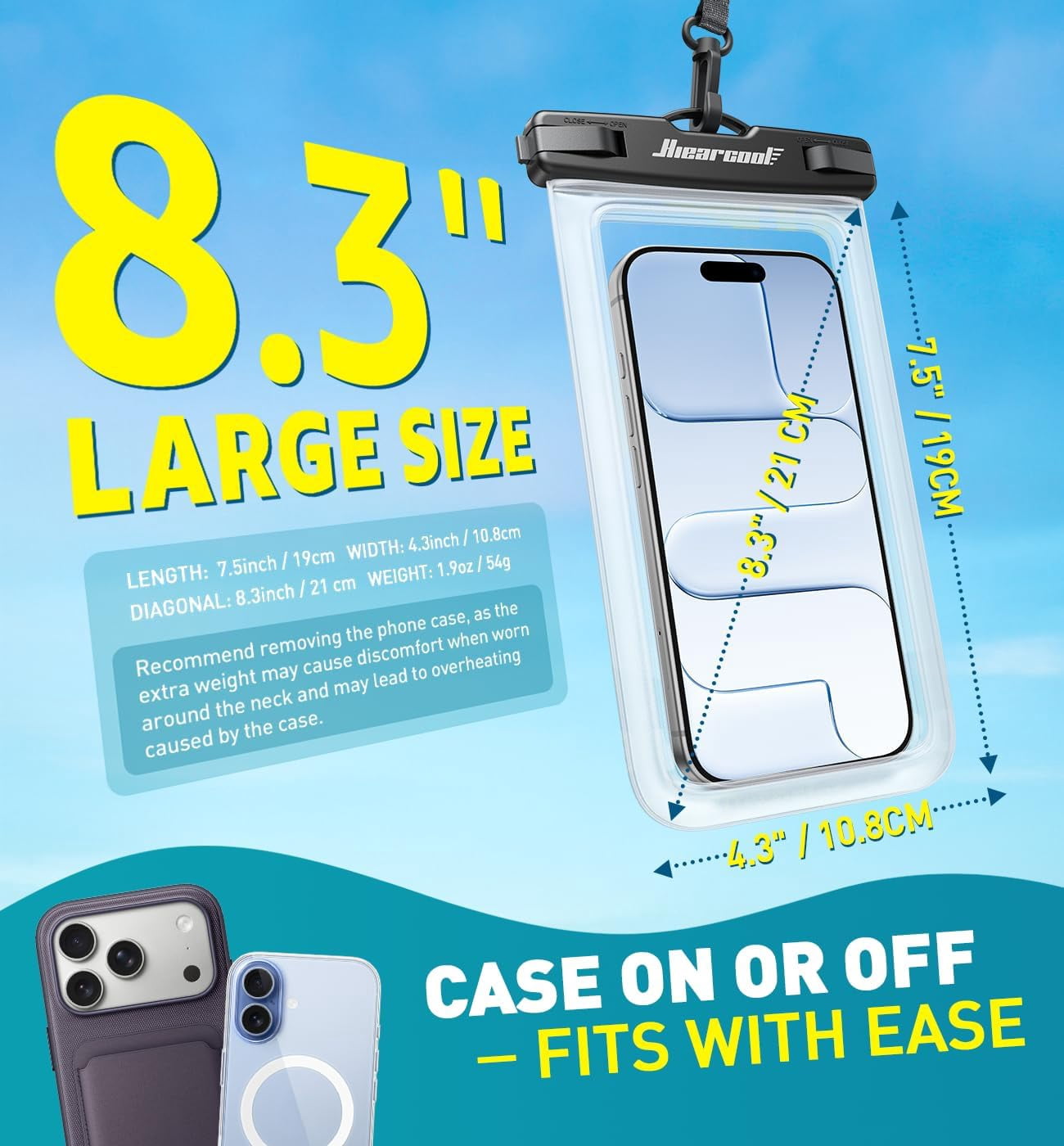 RGHJAR-Waterproof Phone Pouch, Waterproof Phone Case, IPX8 Cellphone Dry Bag Compatible for iPhone 17 16 15 14 13 Pro Max Plus Cellphone Up to 8.3", Beach Essentials for Travel-Clear-4Pack