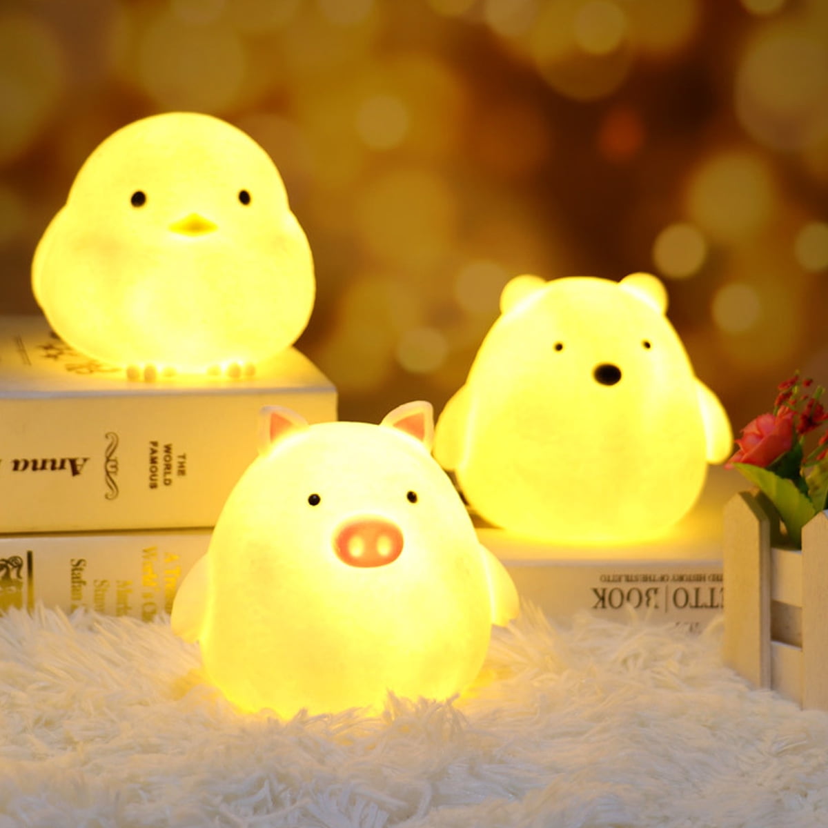 Mini Pig Silicone Lamp Cute Night Light Battery Operated - A Store