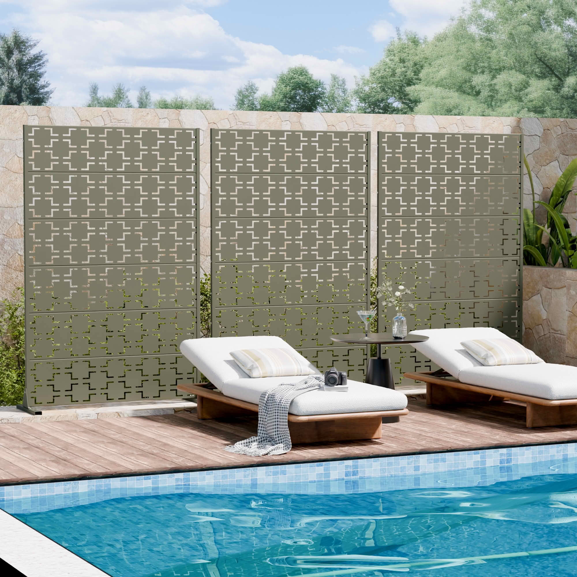 MAYEERTY 72x47 Gray Outdoor Natural Privacy Panel Screen, 6 Piece Set Natural Folding Divider for Backyard and Garden