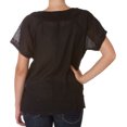 thumbnail image 2 of Sakkas Embroidered 100% Cotton Scoop Neck Semi-Sheer Short Sleeve Gauzy Top / Blouse - Black - XL, 2 of 2