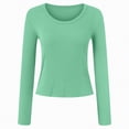 thumbnail image 6 of Towmus Womens Long Sleeve Scoop Neck Ribbed Knit Fitted Casual Tops Tee Slim Basic Shirts, Light Green, M, 6 of 6