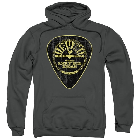 Sun Guitar Pick Adult Pullover Hoodie Sweatshirt Charcoal
