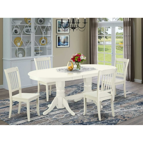 East West Furniture Vancouver 5-piece Wood Dining Table and Chairs in White