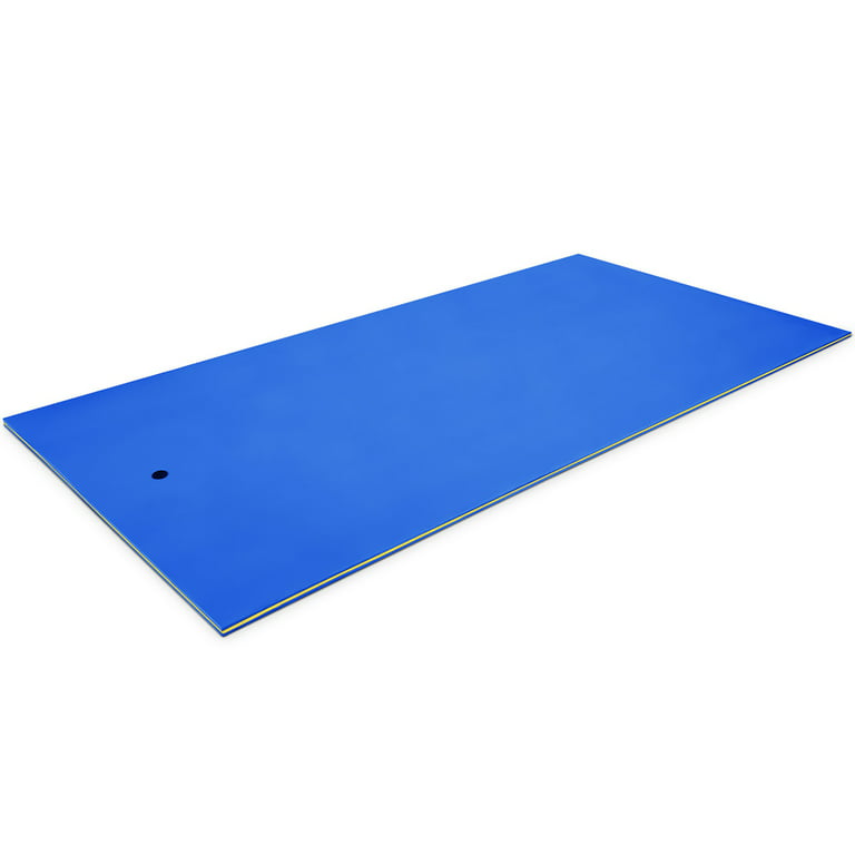 Goplus 12' x 6' Floating Water Pad, 3-Layer Tear-Resistant XPE Foam Mat,  with Mooring Device and Hook- Loop Straps Roll-Up Floating Island for 4-6