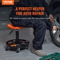thumbnail image 2 of VEVOR Mechanic Stool, 250 lbs Rolling Pneumatic Creeper Garage/Shop Seat, Adjustable Height 22 in-28 in Padded Rolling Workshop Stool with Tool Tray, for Garage, Shop, Auto Repair, Black+Orange, 2 of 9