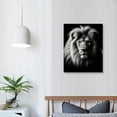 thumbnail image 4 of Nawypu  Graphic Black and White Lion Portrait Canvas Prints Wall Art Stretched Wood Frame BaW Animal Canvas Pictures for Living Room Decoration Vertical Ready to Hang, 4 of 5