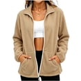 thumbnail image 2 of Tdoqot Womens Hoodless Fleece Jackets- Lightweight Long Sleeve Casual Full Zip Loose Fall Jacket Outwear Size S-2XL, 2 of 4