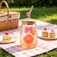 thumbnail image 4 of Glass Water Cup 450ml with Lid and Straw Butterfly Decor, Reusable Drinking Tumbler for Home Office Outdoor, 4 of 6